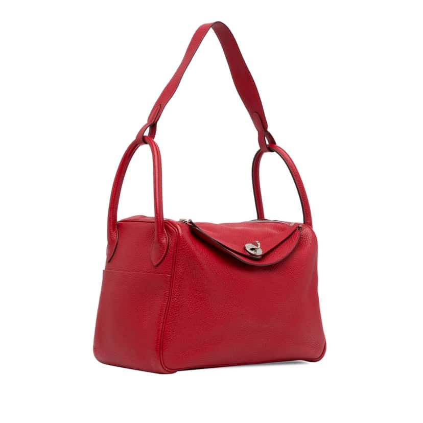 Hermès Clemence Lindy 30 Red Leather Good condition - Back View