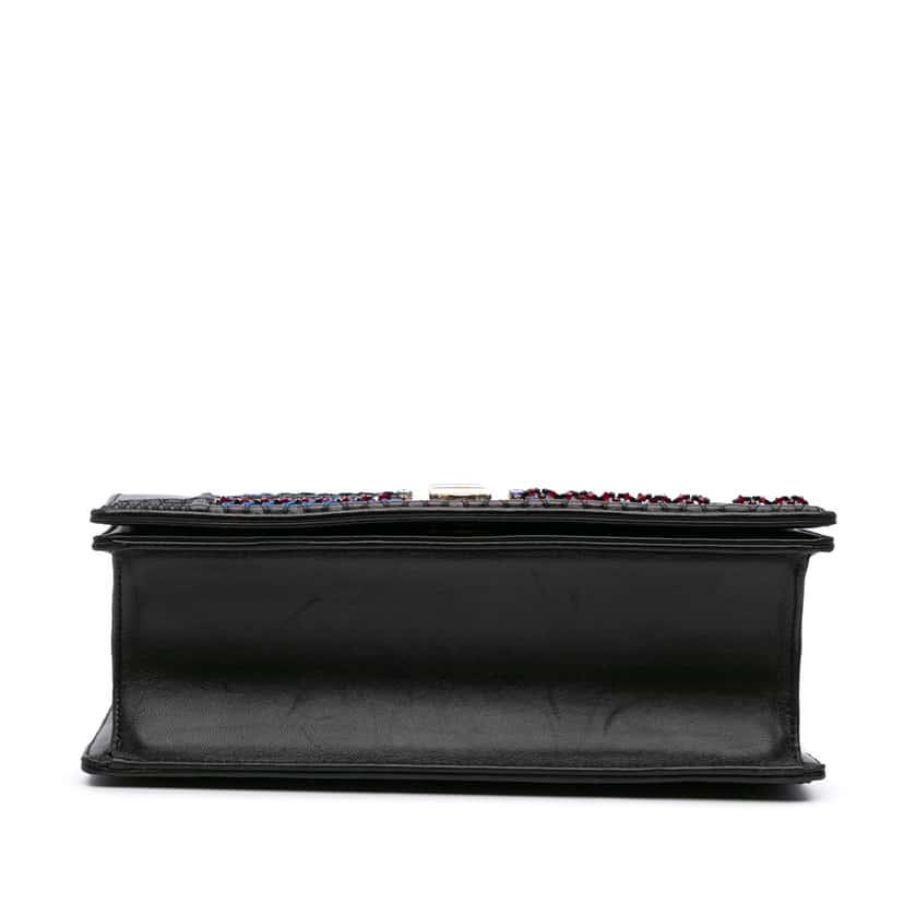 Dior Medium Calfskin Crystal Embroidered Diorama Flap Black Leather Good condition - Inside View