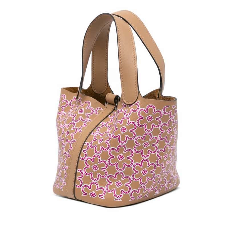 Hermès Micro Swift Lucky Daisy Picotin Lock 14 Brown Leather Good condition - Back View