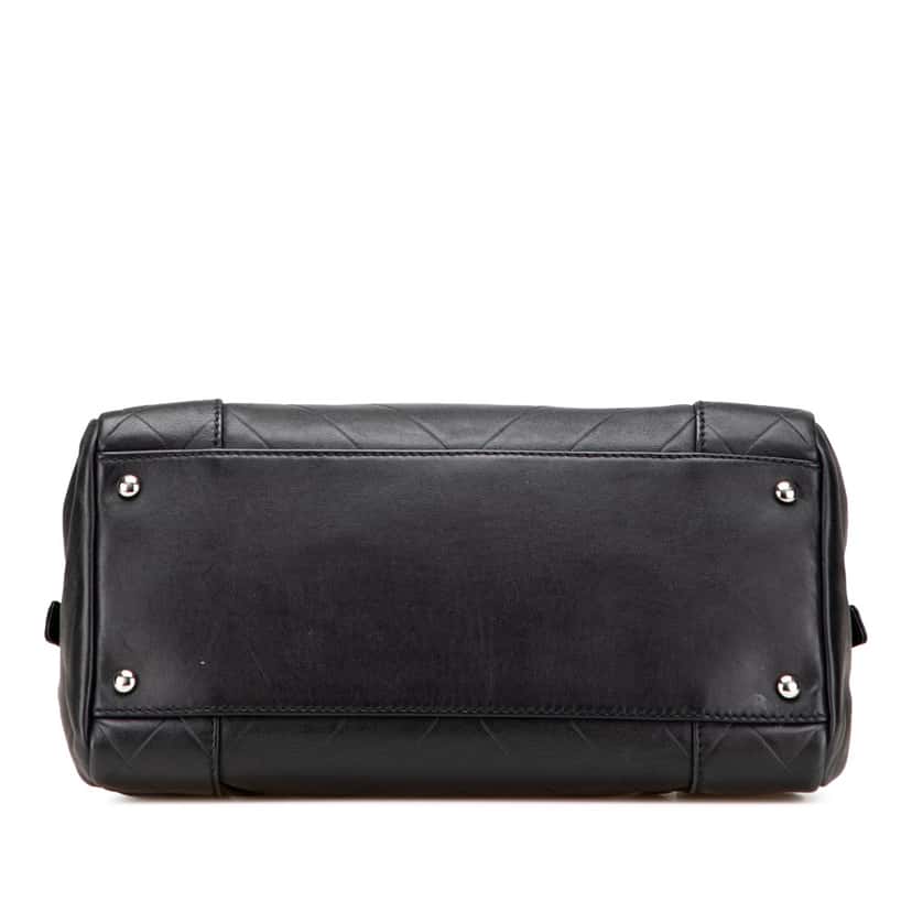 Chanel CC Chevron Quilted Lambskin Boston Black Leather Good condition - Inside View