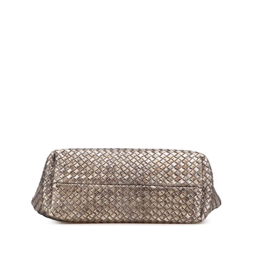 Bottega Veneta Medium Lambskin Intreccio Cabat Tote Gold Leather Good condition - Inside View