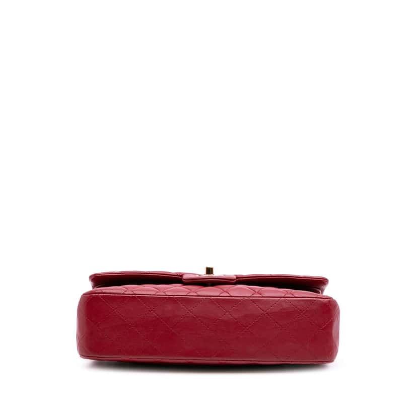 Chanel Medium Classic Lambskin Double Flap Red Leather Good condition - Inside View