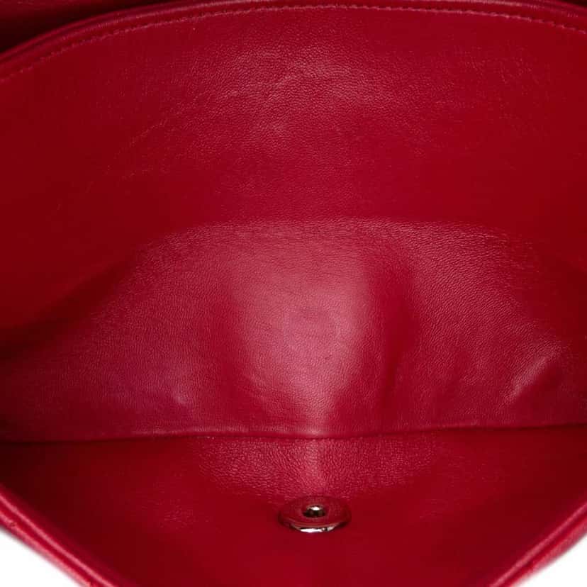 Chanel Medium Classic Lambskin Double Flap Red Leather Good condition - Box View