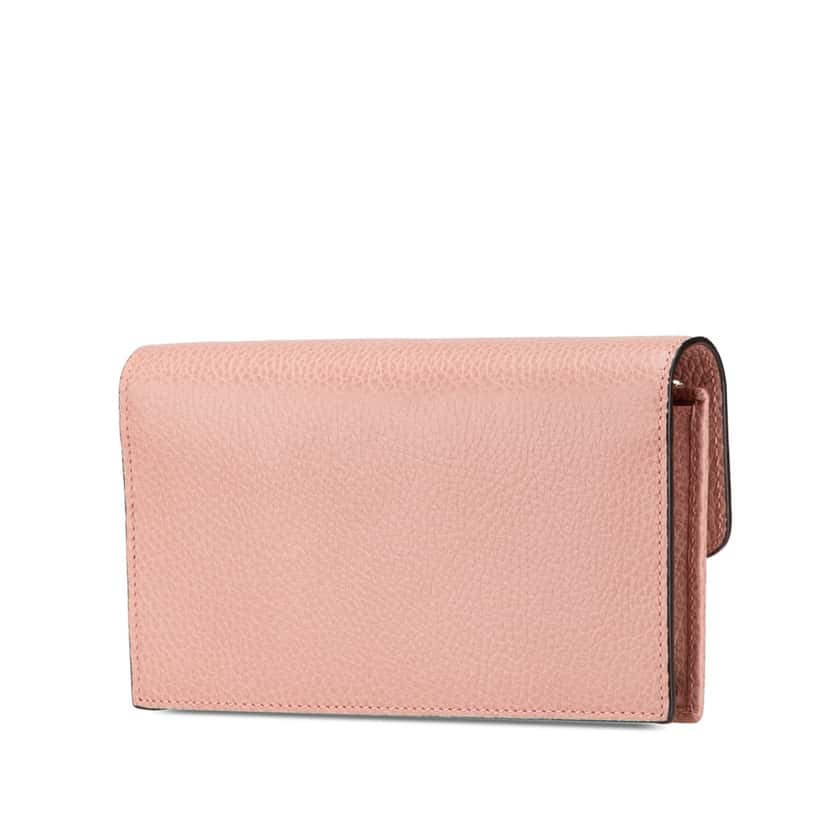 Gucci Interlocking G Dollar Wallet on Chain Pink Leather Good condition - Back View
