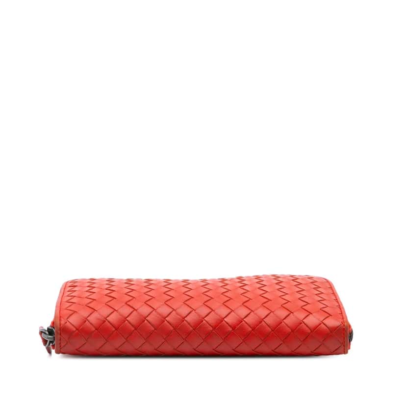 Bottega Veneta Nappa Intrecciato Zip Around Long Wallet Orange Leather Good condition - Inside View