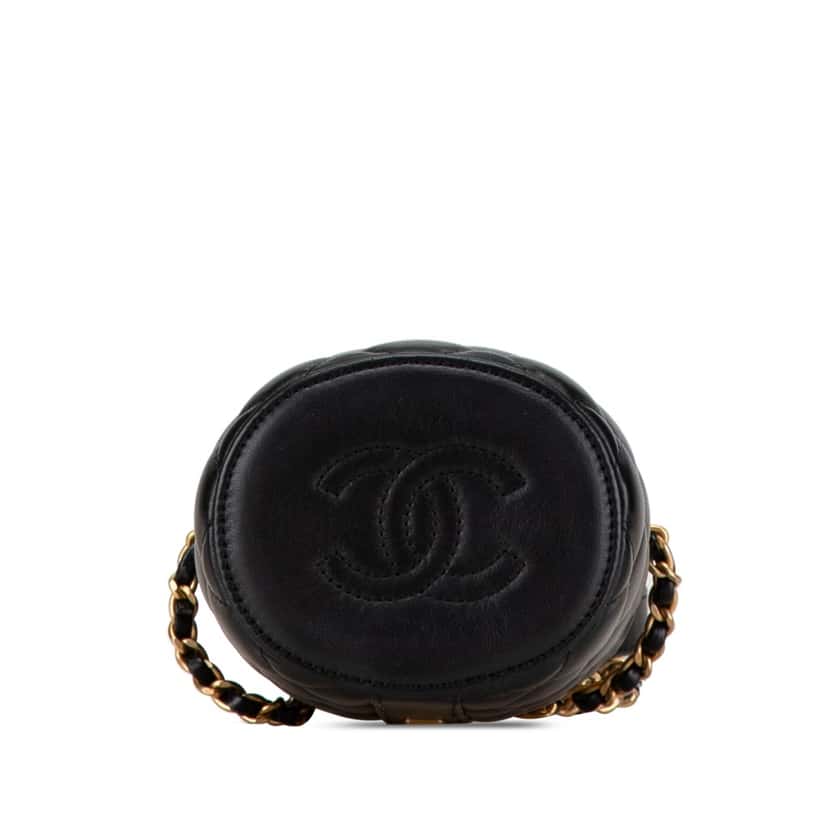 Chanel Mini Lambskin Crown Box Bag Black Leather Very good condition - Inside View