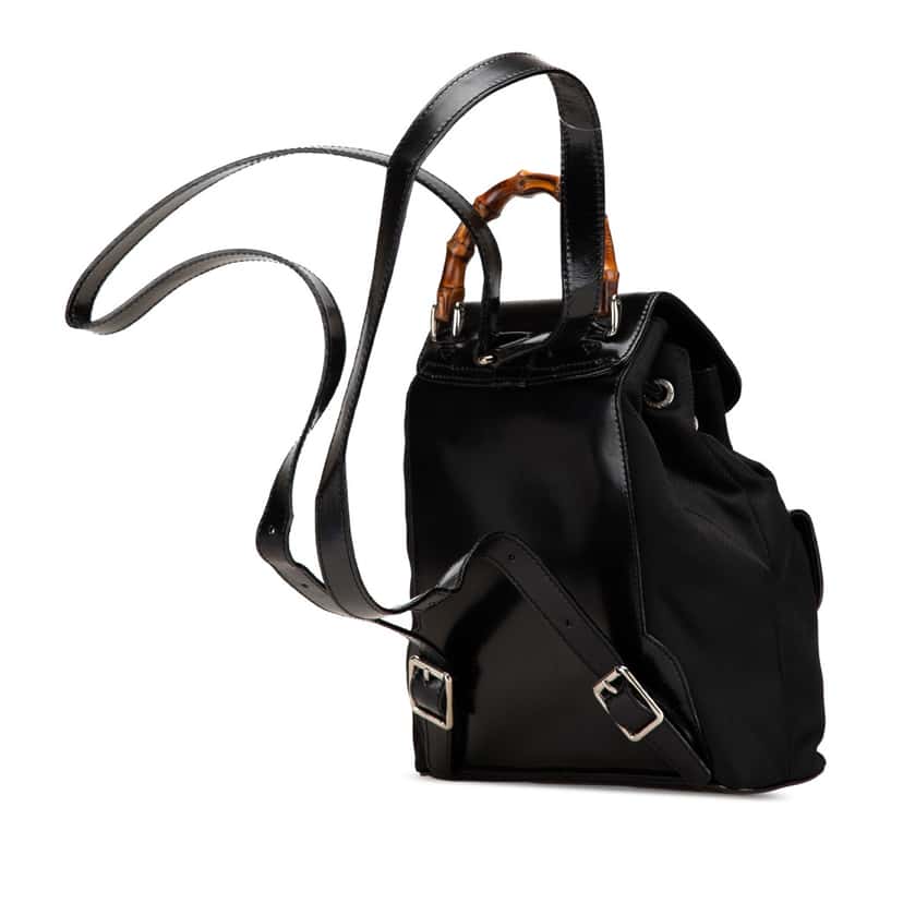 Gucci Mini Bamboo Nylon Backpack Black Good condition - Back View