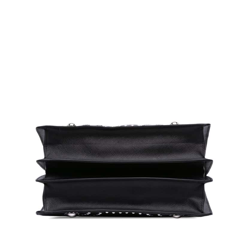 Prada Studded Saffiano Handbag Black Leather Good condition - Inside View