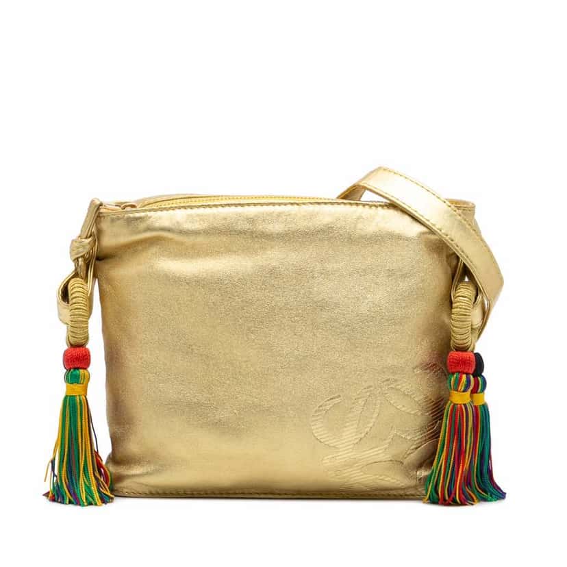 Loewe Nappa Flamenco Tassel Crossbody Gold Leather Good condition - Front View