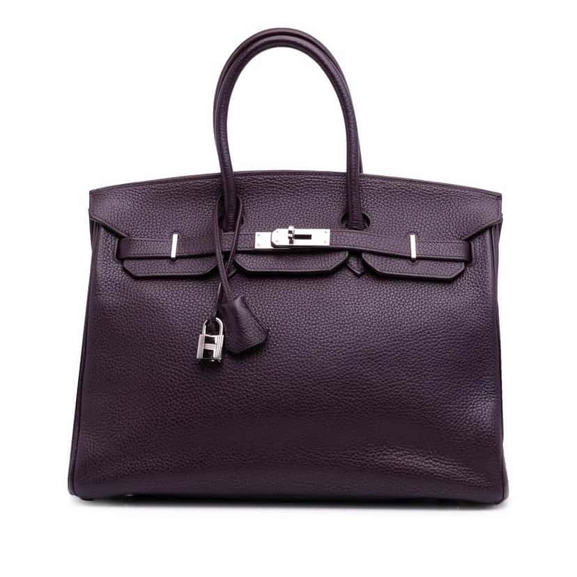 Hermès Togo Birkin Retourne 35 Purple Leather Good condition - Front View