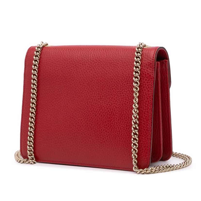 Gucci Small Dollar Calfskin Interlocking G Crossbody Red Leather Good condition - Back View