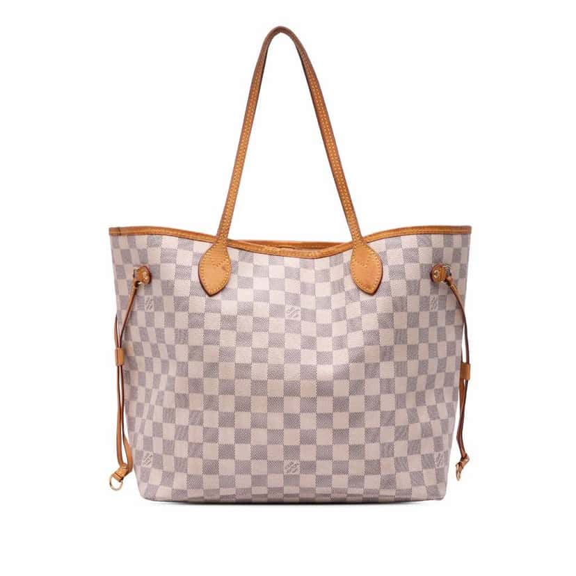 Louis Vuitton Damier Azur Neverfull MM White Canvas Good condition - Front View