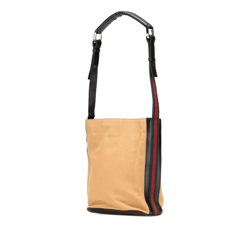 Gucci Canvas Web Shoulder Bag Brown Very good condition - Back View