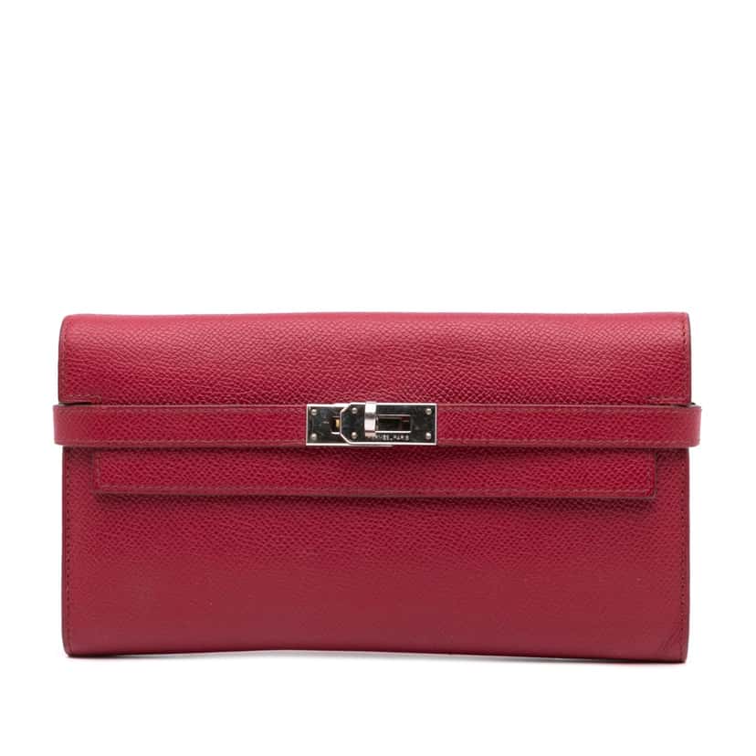 Hermès Epsom Kelly Longue Wallet Red Leather Good condition - Front View