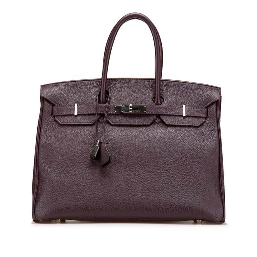 Hermès Togo Birkin Retourne 35 Purple Leather Good condition - Front View