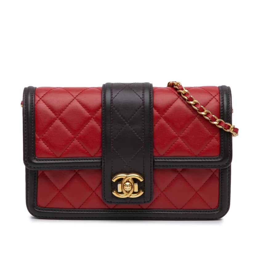 Chanel Lambskin Elegant CC Wallet On Chain Red Leather Good condition - Front View