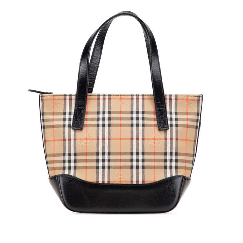 Burberry Haymarket Check Canvas Handbag Brown Good condition - Front View