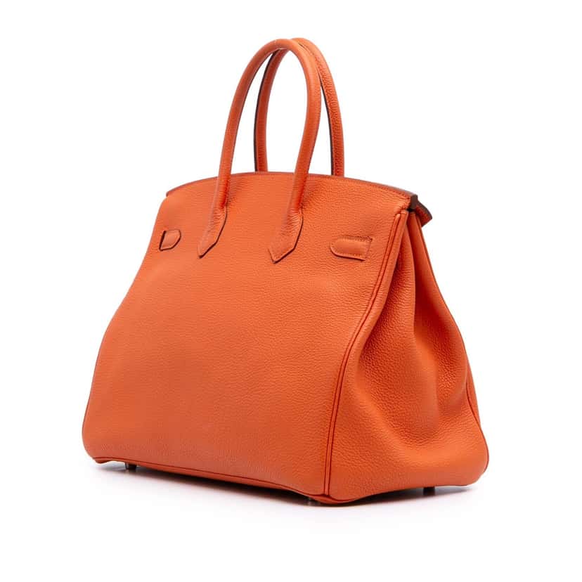 Hermès Togo Birkin Retourne 35 Orange Leather Good condition - Back View