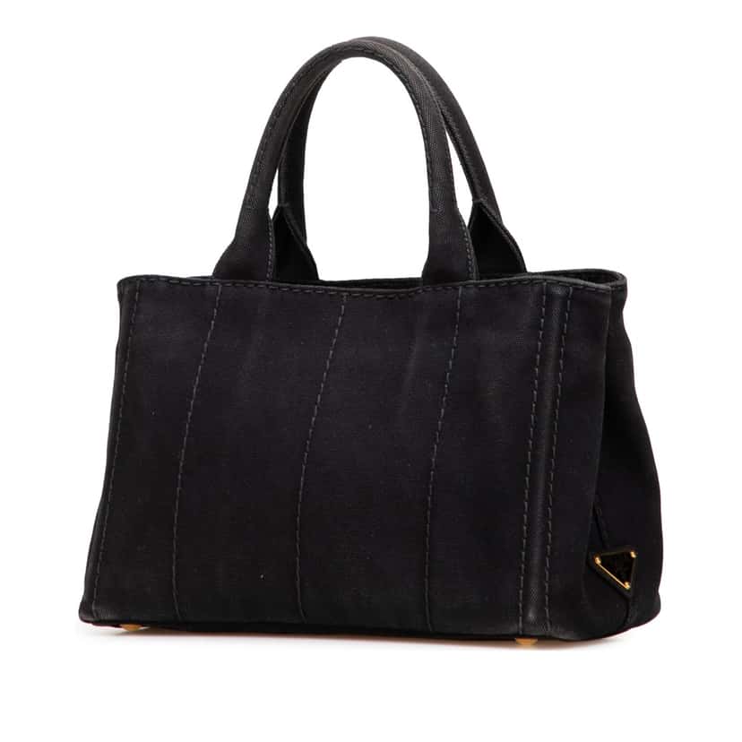 Prada Small Canvas Canapa Logo Satchel Black Good condition - Back View