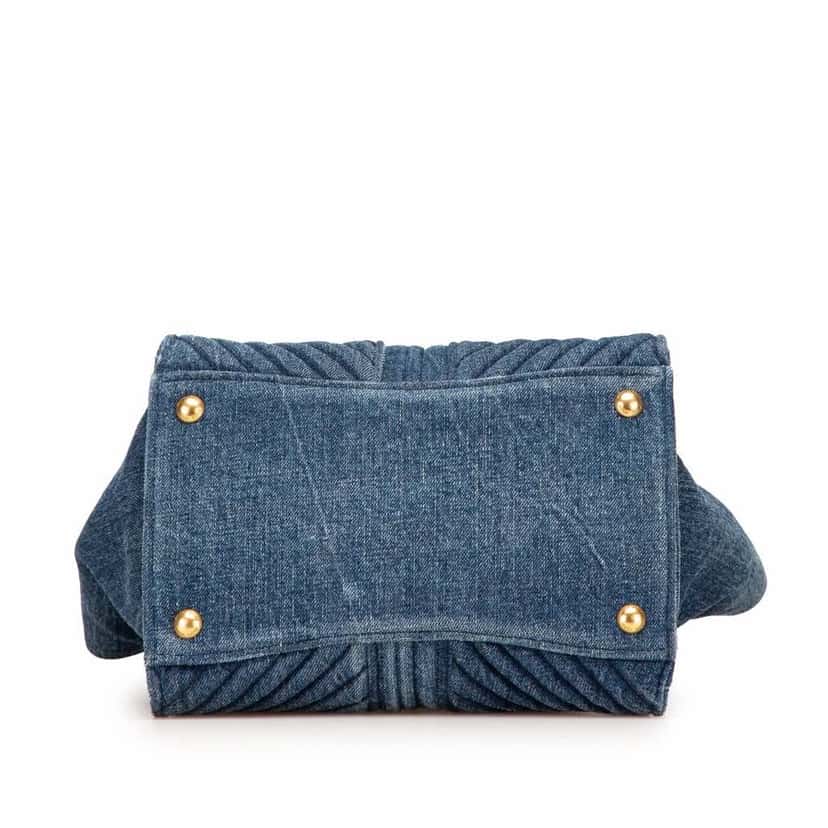 Miu Miu Small Matelasse Denim Biker Satchel Blue Fair condition - Inside View