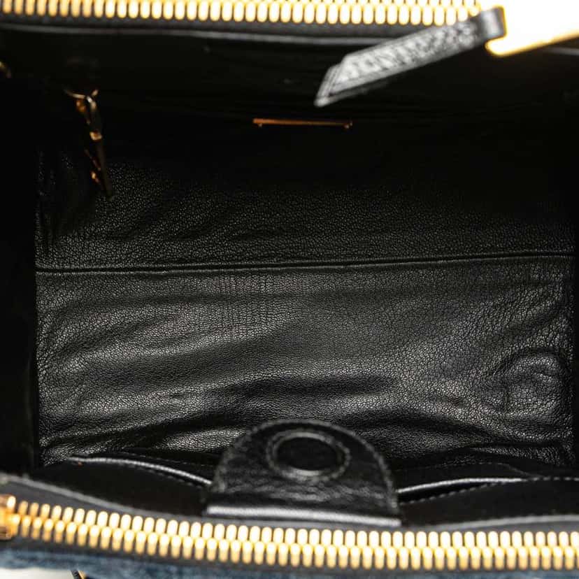 Miu Miu Small Matelasse Denim Biker Satchel Blue Fair condition - Model View