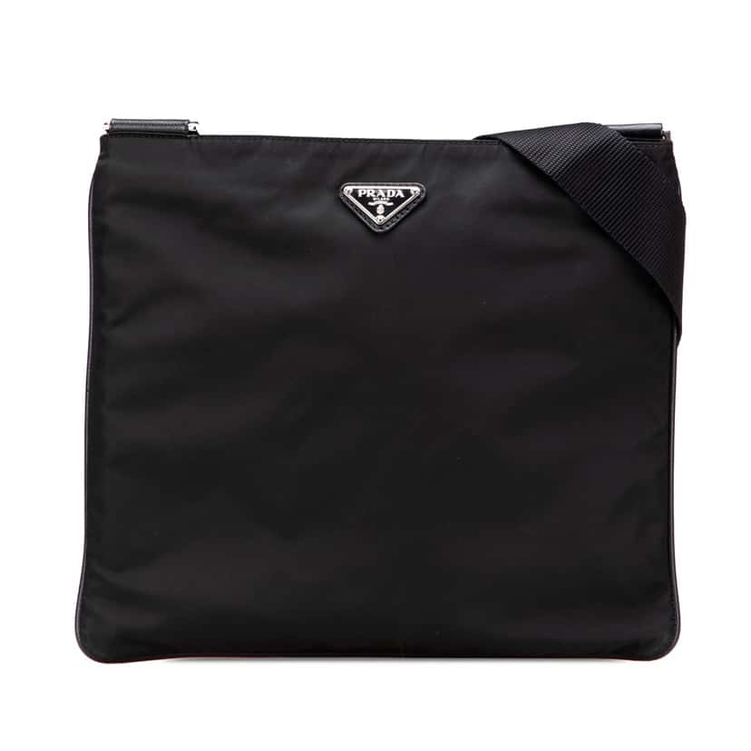 Prada Tessuto Zip Top Crossbody Black Good condition - Front View