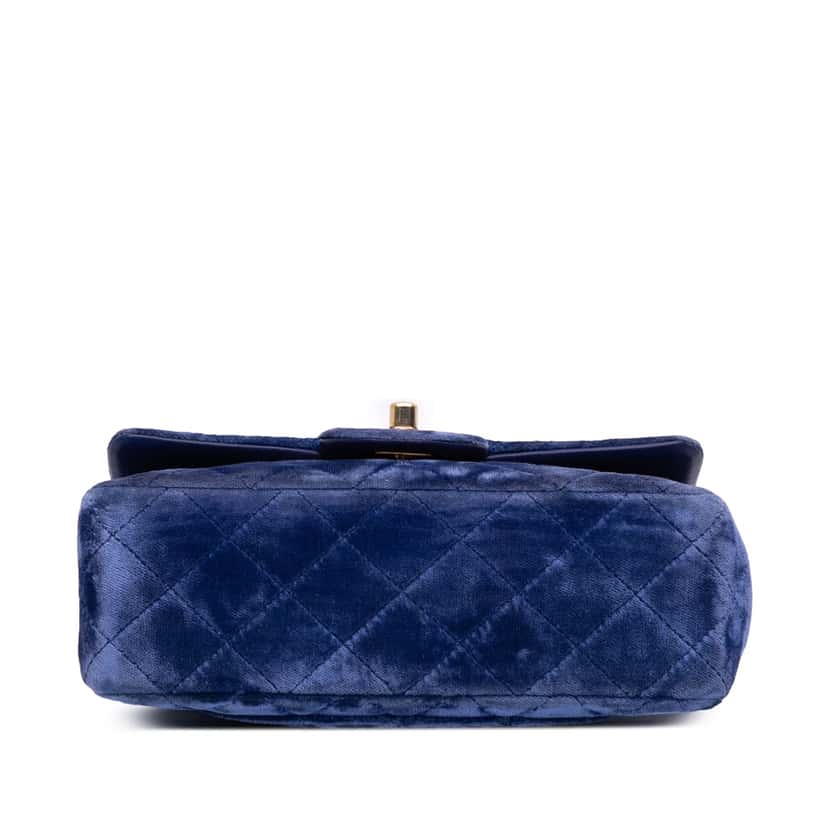 Chanel Mini Rectangular Classic Velvet Single Flap Blue Good condition - Inside View