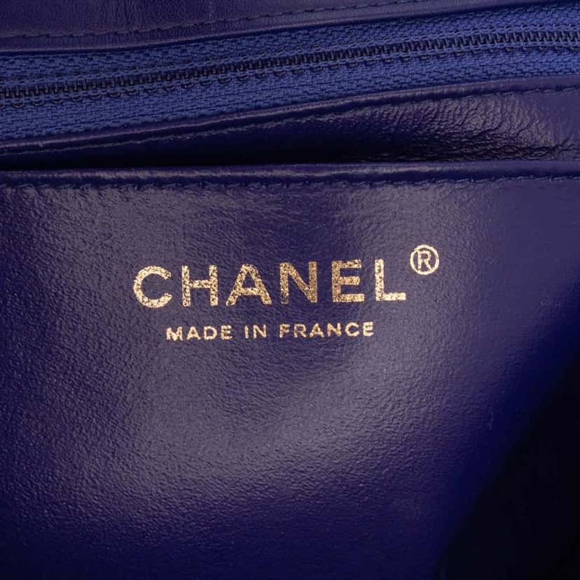 Chanel Mini Rectangular Classic Velvet Single Flap Blue Good condition - Box View