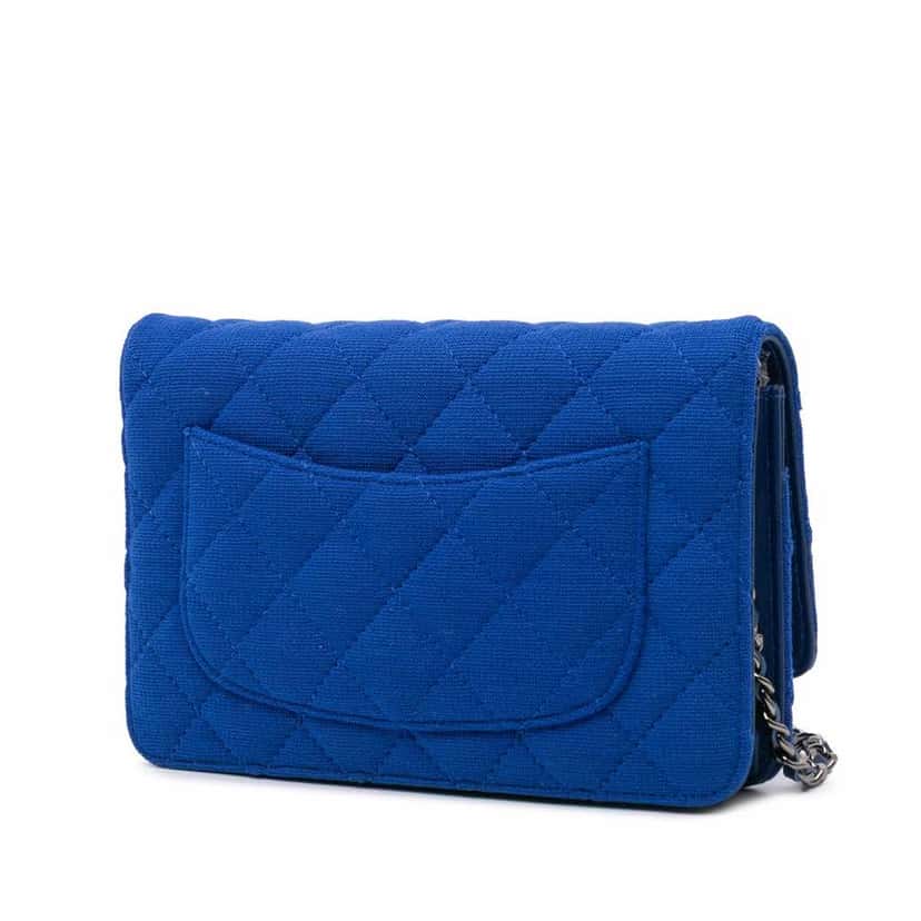 Chanel Reissue 2.55 Quilted Jersey Wallet On Chain Blue Good condition - Back View