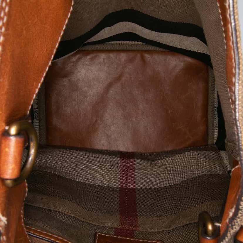 Burberry Medium Mega Check Canvas Ashby Bucket Bag Brown Good condition - Model View