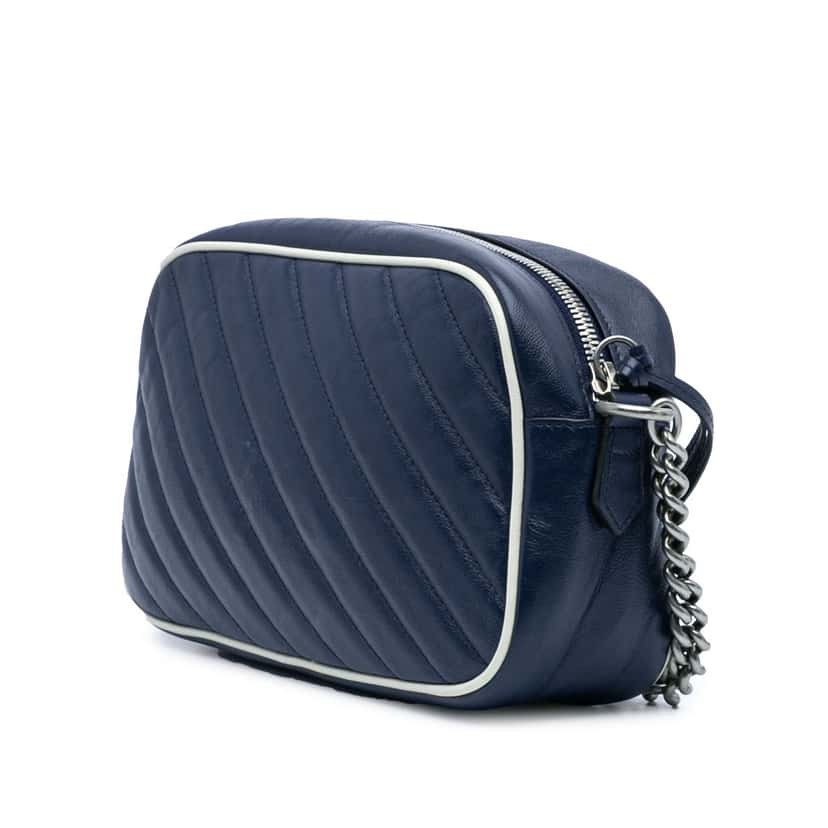 Gucci Small GG Marmont Leather Torchon Crossbody Blue Leather Good condition - Back View