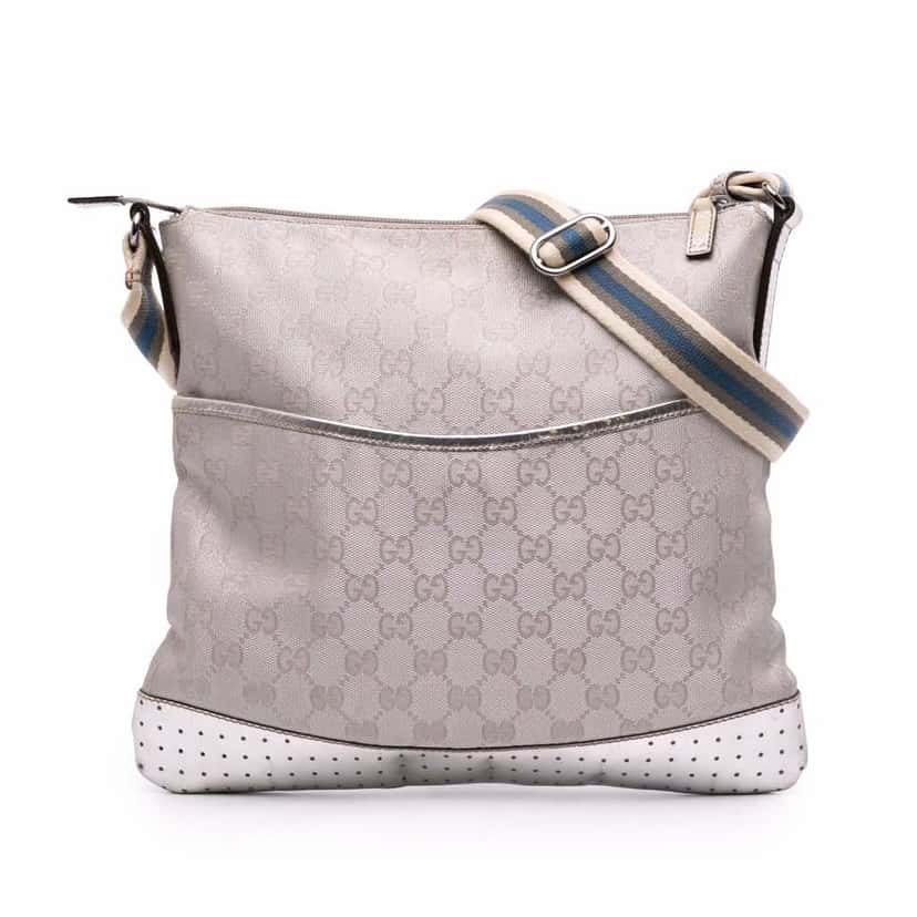 Gucci GG Canvas Web Crossbody Silver Good condition - Front View