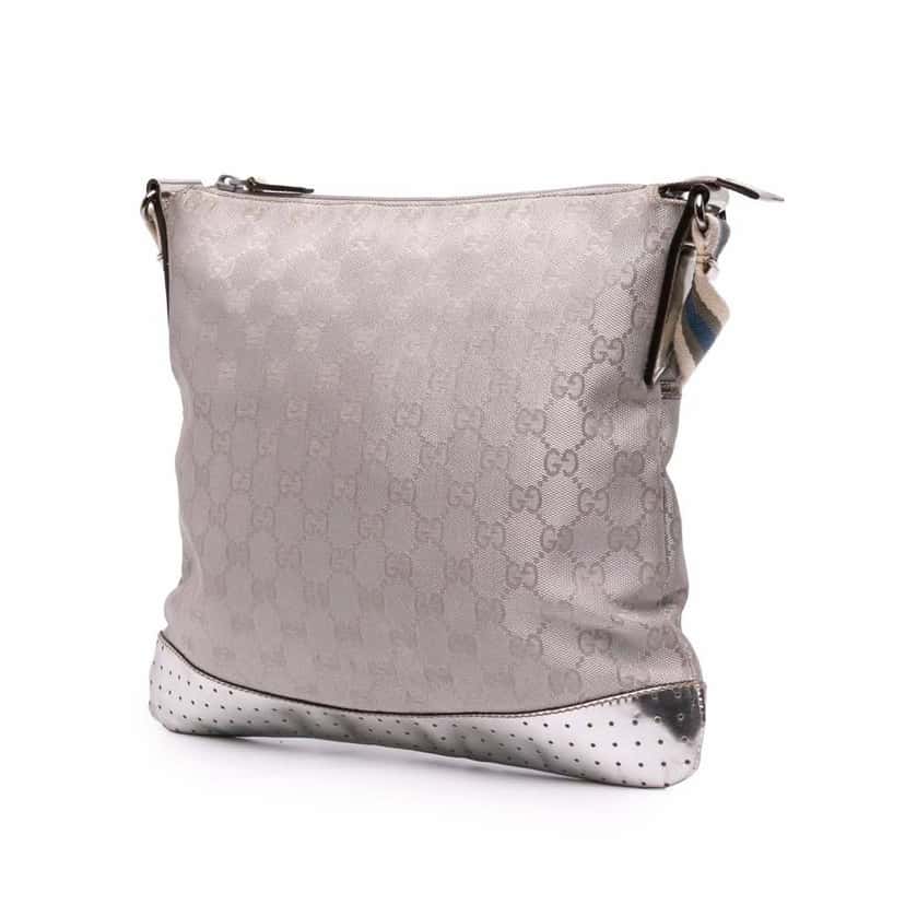 Gucci GG Canvas Web Crossbody Silver Good condition - Back View