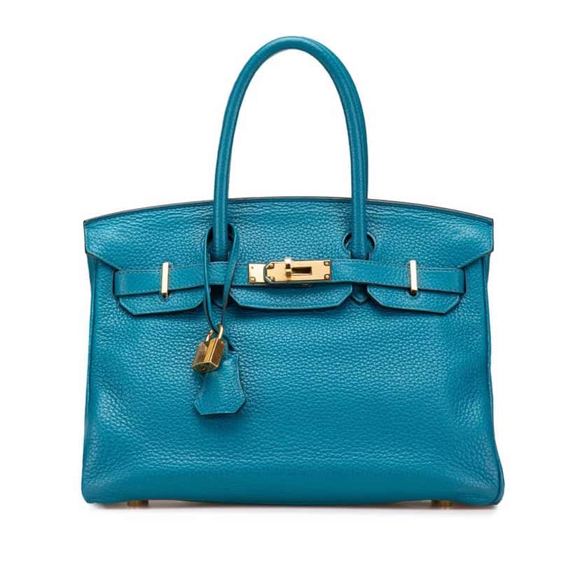 Hermès Clemence Birkin Retourne 30 Blue Leather Good condition - Front View