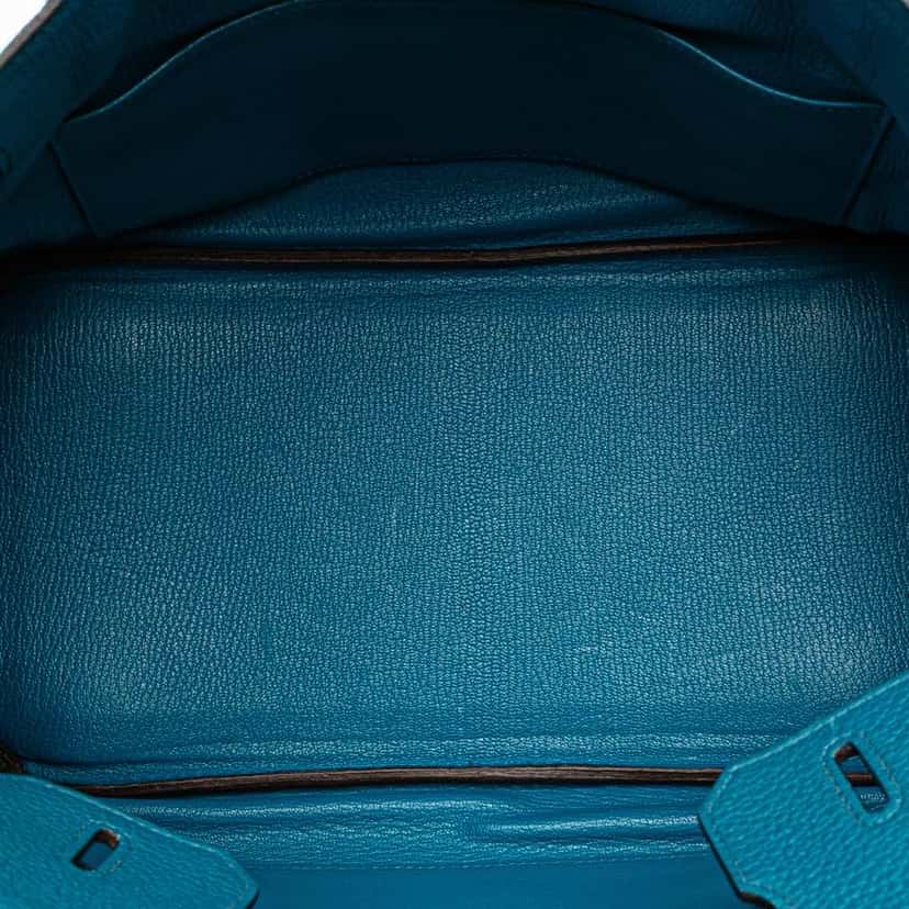 Hermès Clemence Birkin Retourne 30 Blue Leather Good condition - Model View