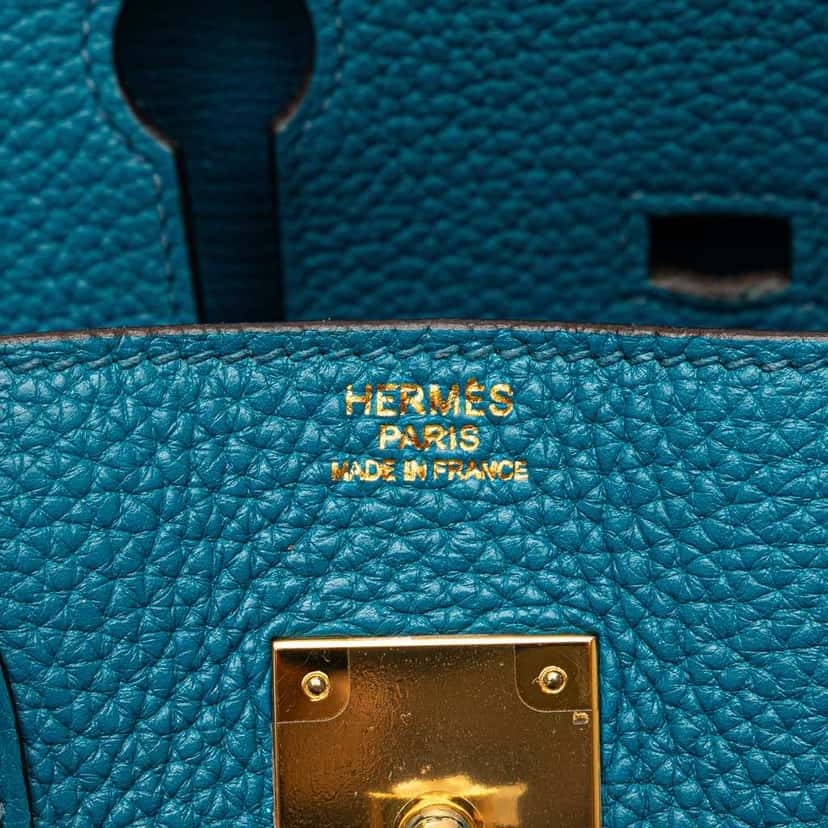 Hermès Clemence Birkin Retourne 30 Blue Leather Good condition - Box View
