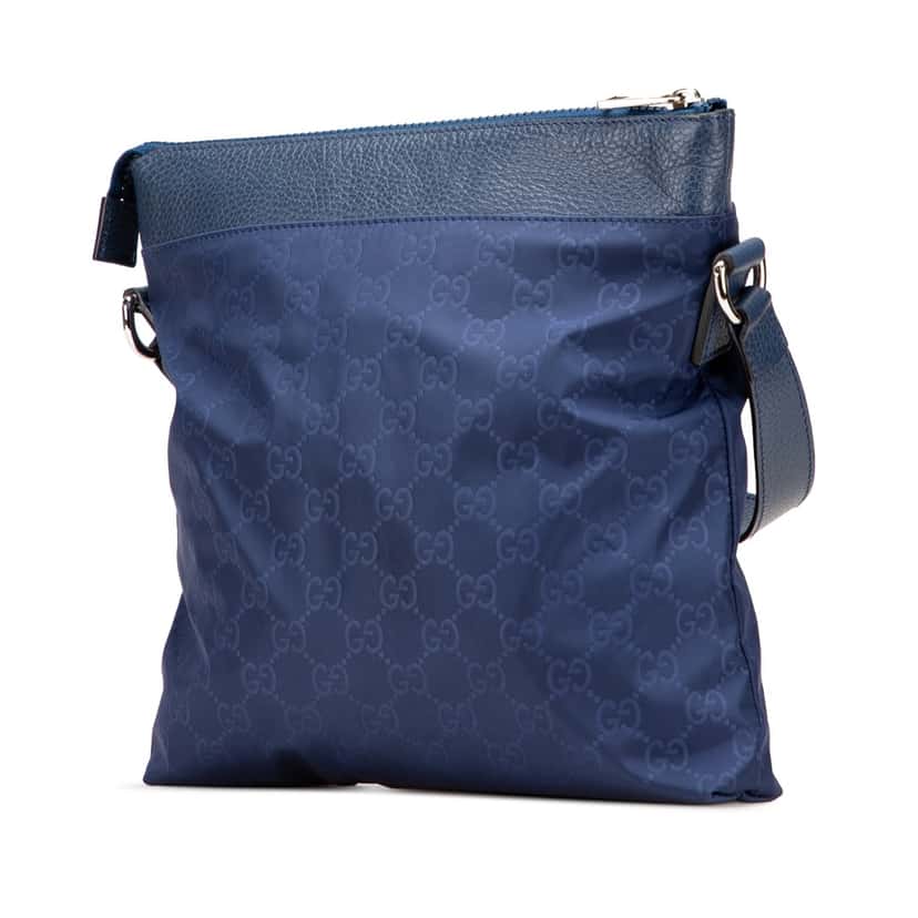 Gucci GG Nylon Flat Messenger Bag Blue Good condition - Back View