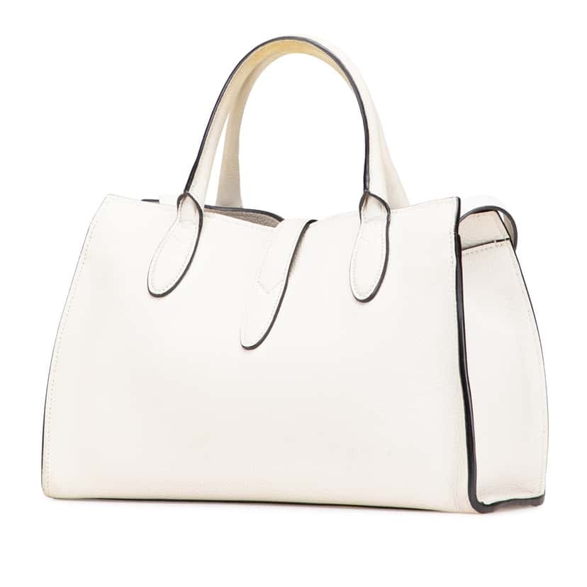 Gucci Small Grained Calfskin Soft Jackie Tote White Leather Good condition - Back View