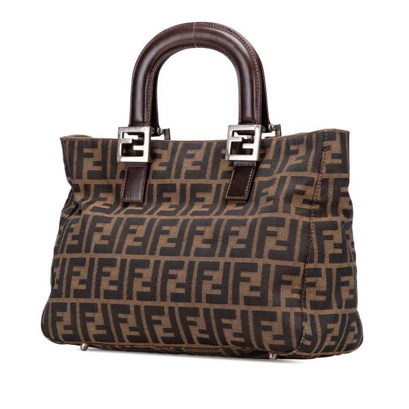 Fendi Small Zucca Canvas Twins Tote Brown Good condition - Back View