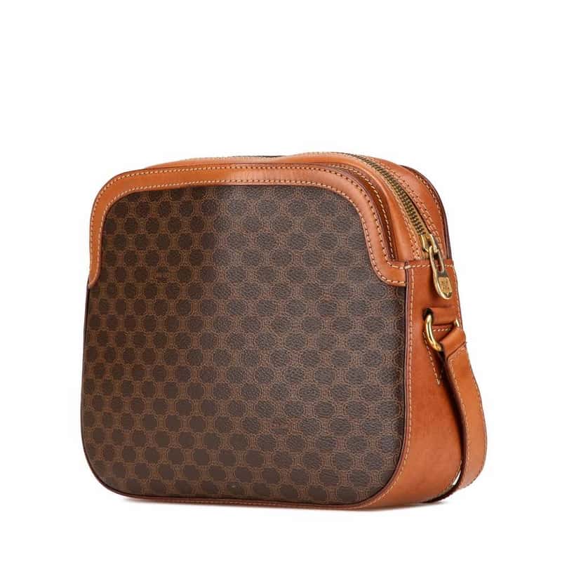 Celine Macadam Coated Canvas Crossbody Brown Fair condition - Back View