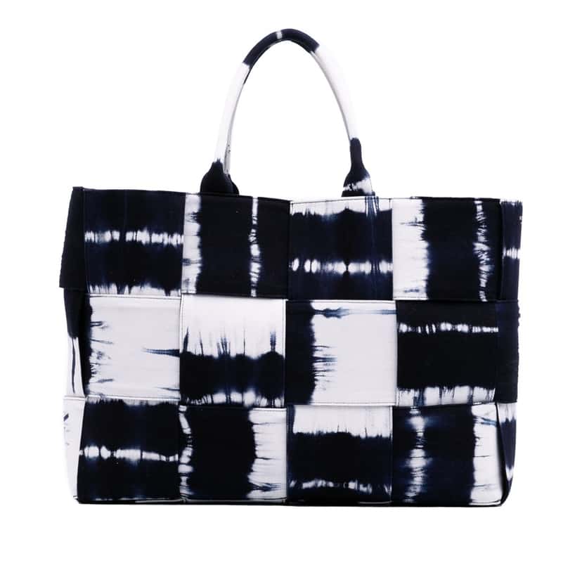 Bottega Veneta Large Denim Intrecciato Tie Dye Arco Tote Blue Good condition - Front View