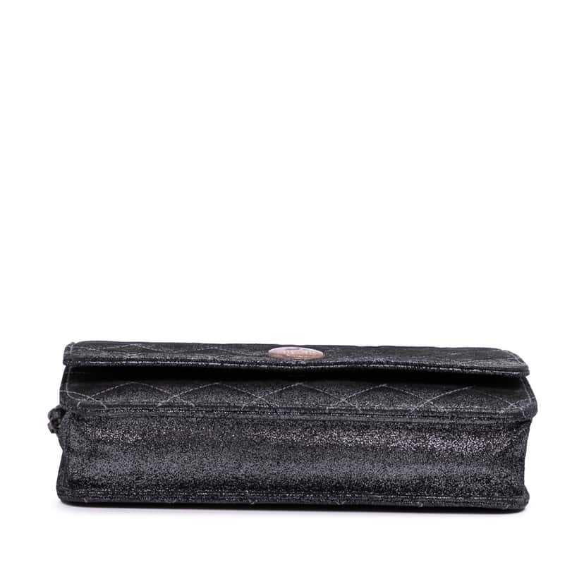 Chanel Quilted Iridescent Lambskin Tartan Button Wallet On Chain Silver Leather Very good condition - Inside View