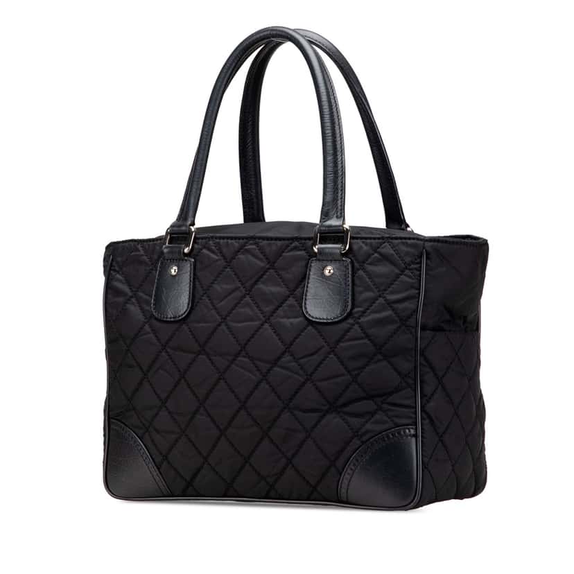 Chanel Paris New York Quilted Nylon Tote Black Good condition - Back View