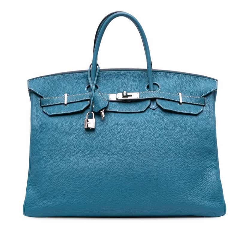 Hermès Togo Birkin Retourne 40 Blue Leather Good condition - Front View