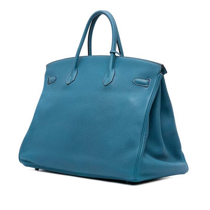 Hermès Togo Birkin Retourne 40 Blue Leather Good condition - Back View