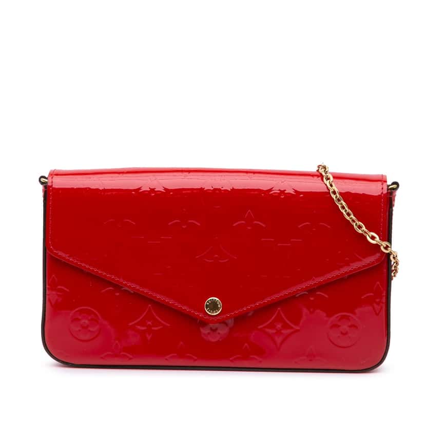 Louis Vuitton Monogram Vernis Pochette Felicie Red Leather Good condition - Front View