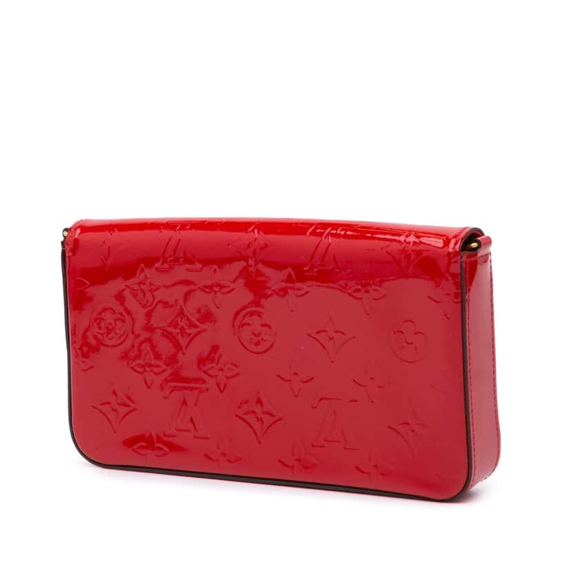 Louis Vuitton Monogram Vernis Pochette Felicie Red Leather Good condition - Back View