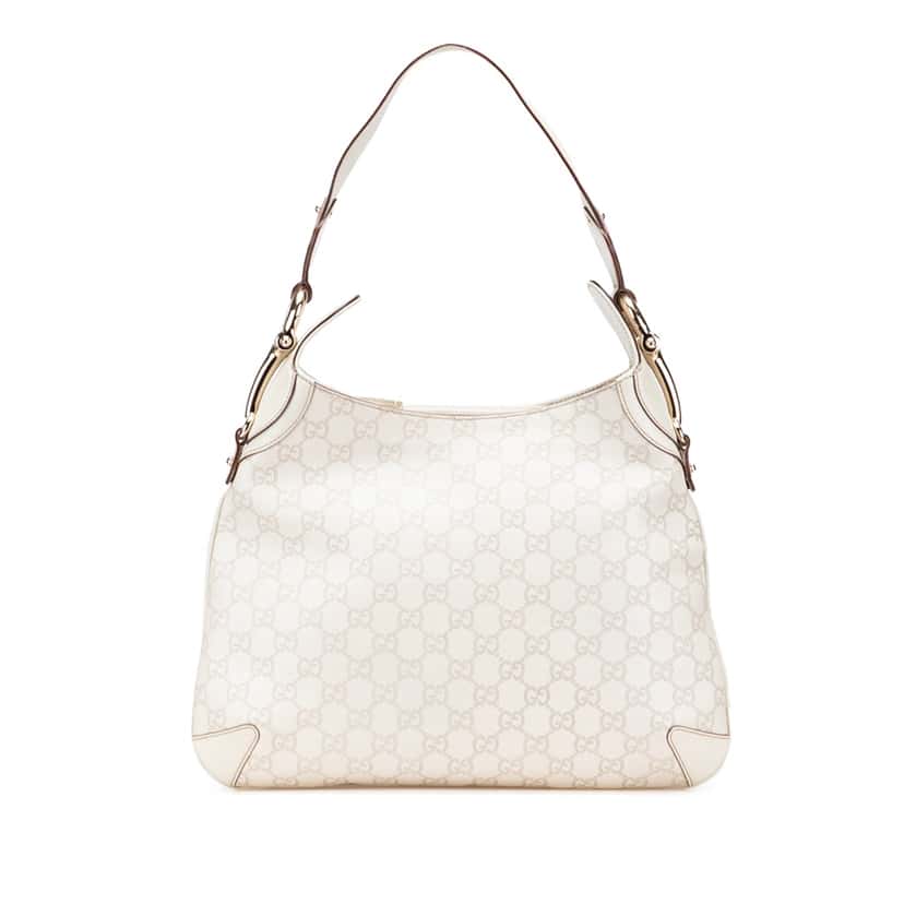 Gucci Guccissima Horsebit Creole Hobo White Leather Good condition - Front View