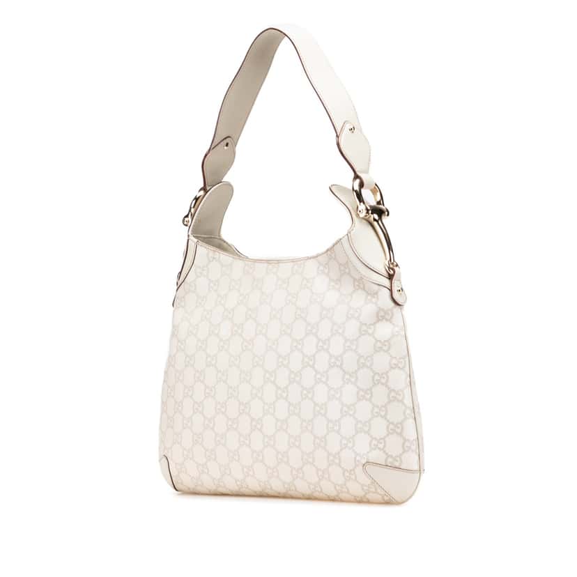Gucci Guccissima Horsebit Creole Hobo White Leather Good condition - Back View