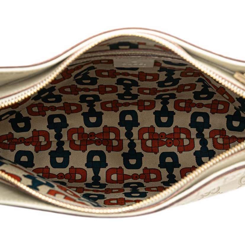 Gucci Guccissima Horsebit Creole Hobo White Leather Good condition - Model View